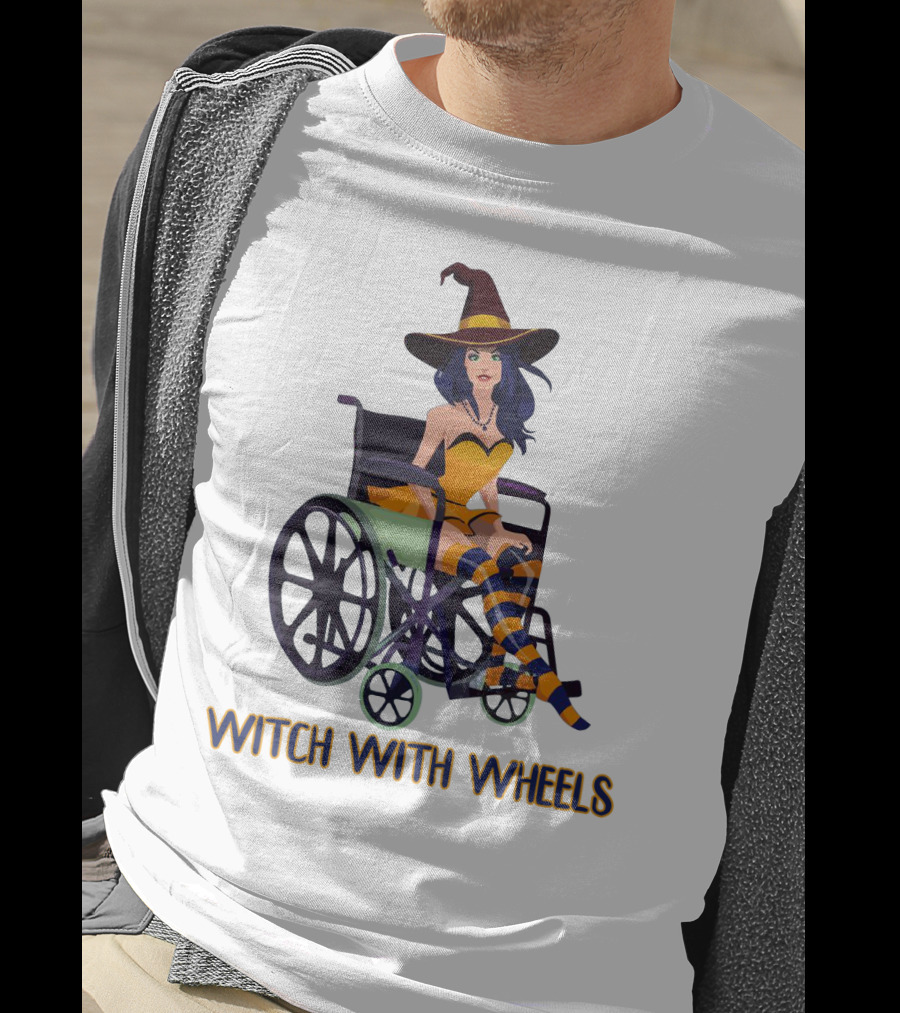 Witch With Wheels Halloween Funny Girls Women Disability Costume T-Shirt