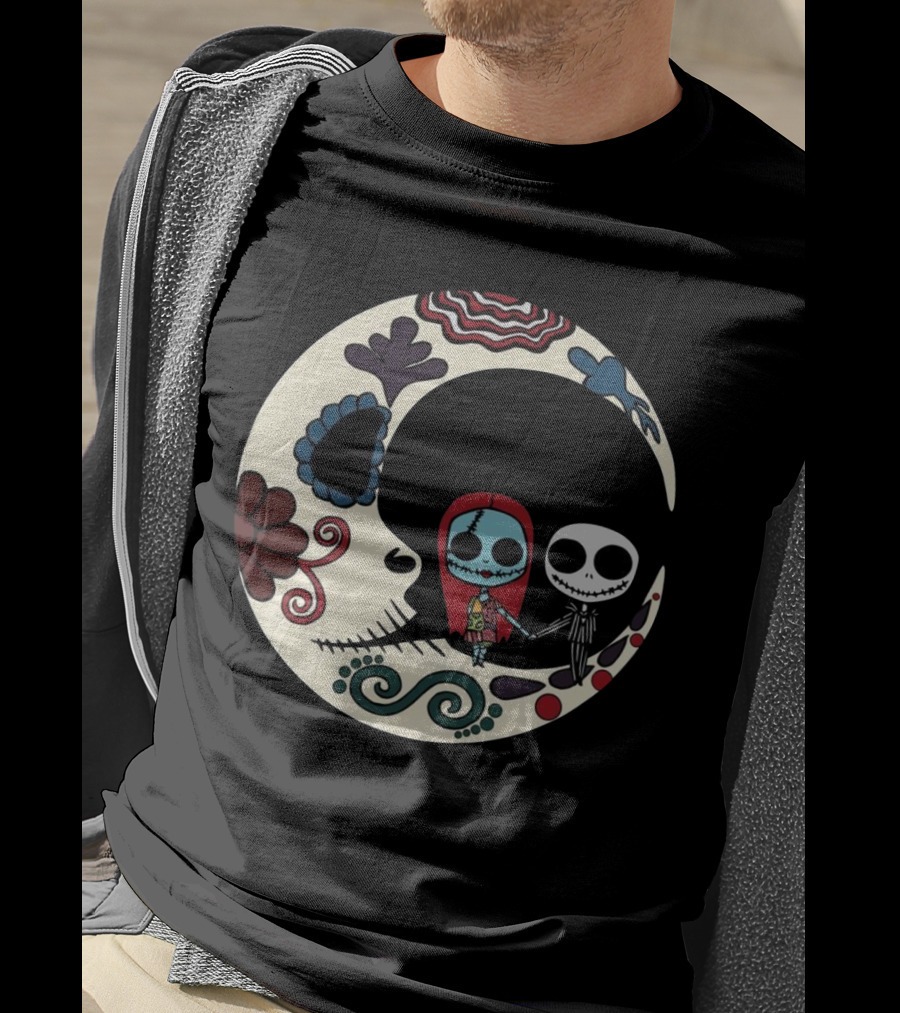 Calavera Moon Jack Skellington Sally Día De Los Muertos T-Shirt