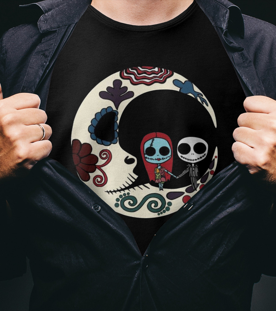 Calavera Moon Jack Skellington Sally Día De Los Muertos T-Shirt