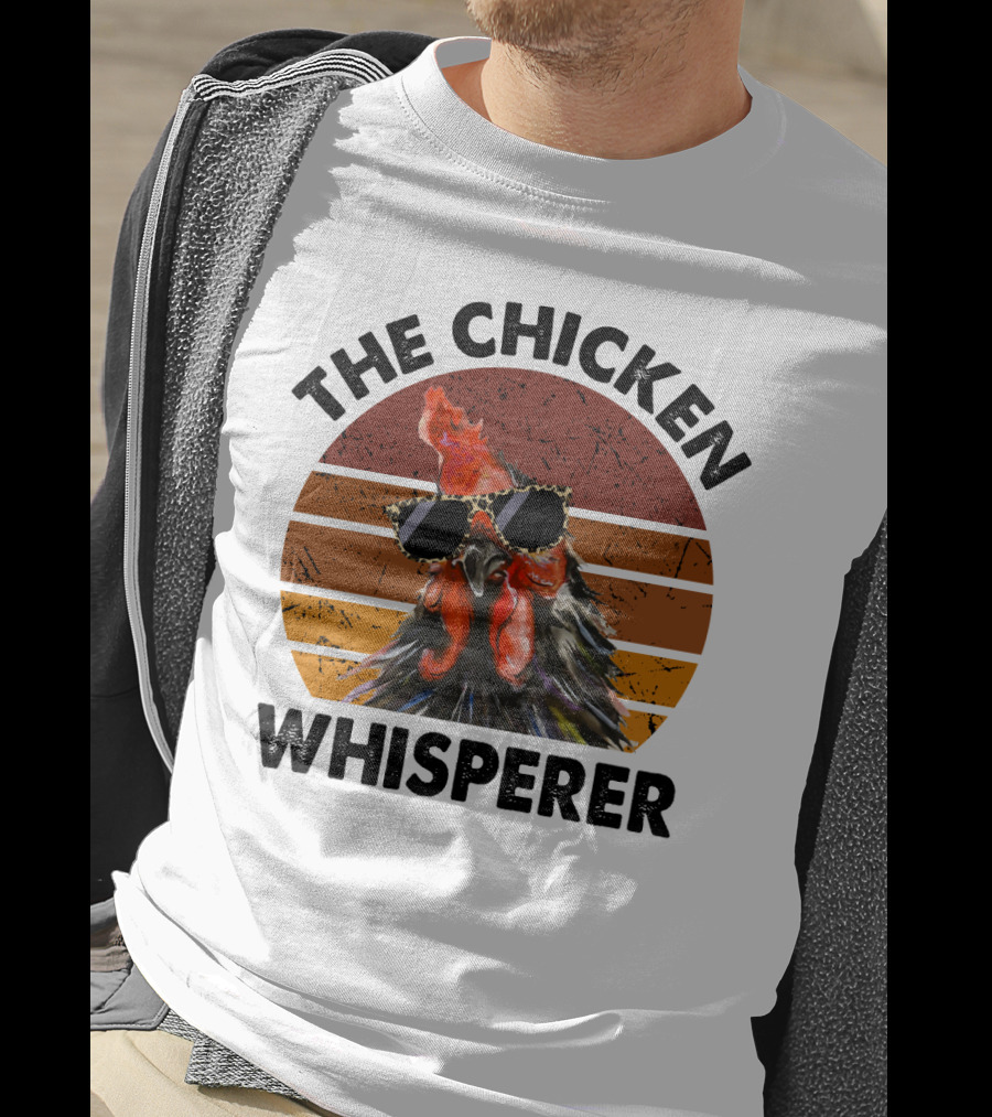 The Chicken Whisperer Retro Sunglasses Vintage Sunset Chicken T-Shirt