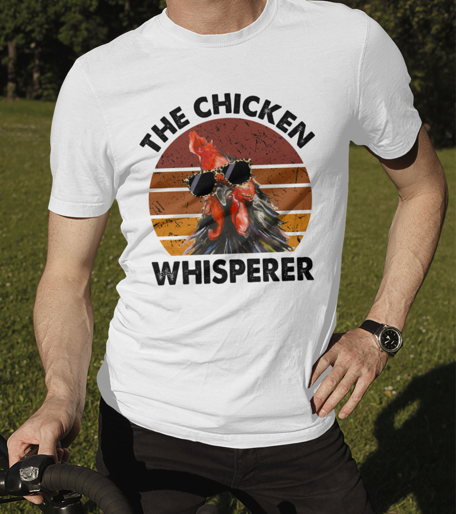 The Chicken Whisperer Retro Sunglasses Vintage Sunset Chicken T-Shirt