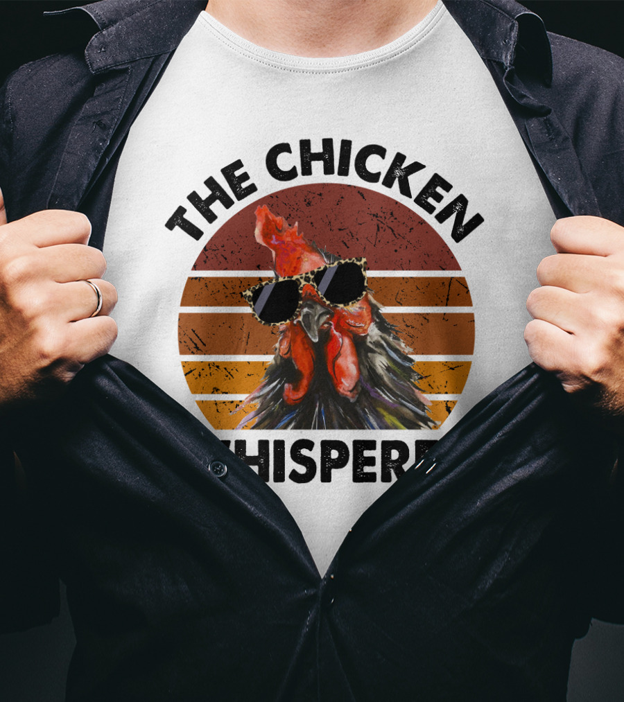 The Chicken Whisperer Retro Sunglasses Vintage Sunset Chicken T-Shirt