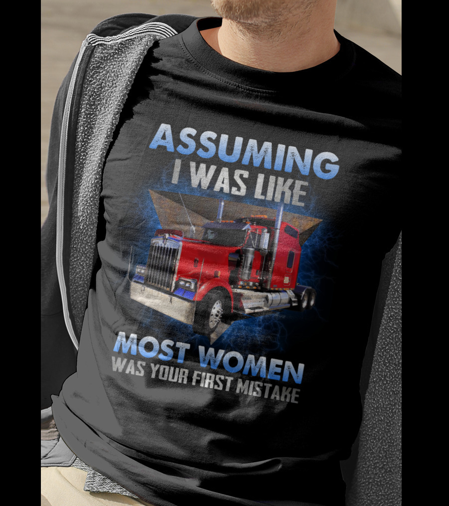 Bold Female Trucker Empowerment With Powerful Red Truck Imagery And Defiant Message T-Shirt