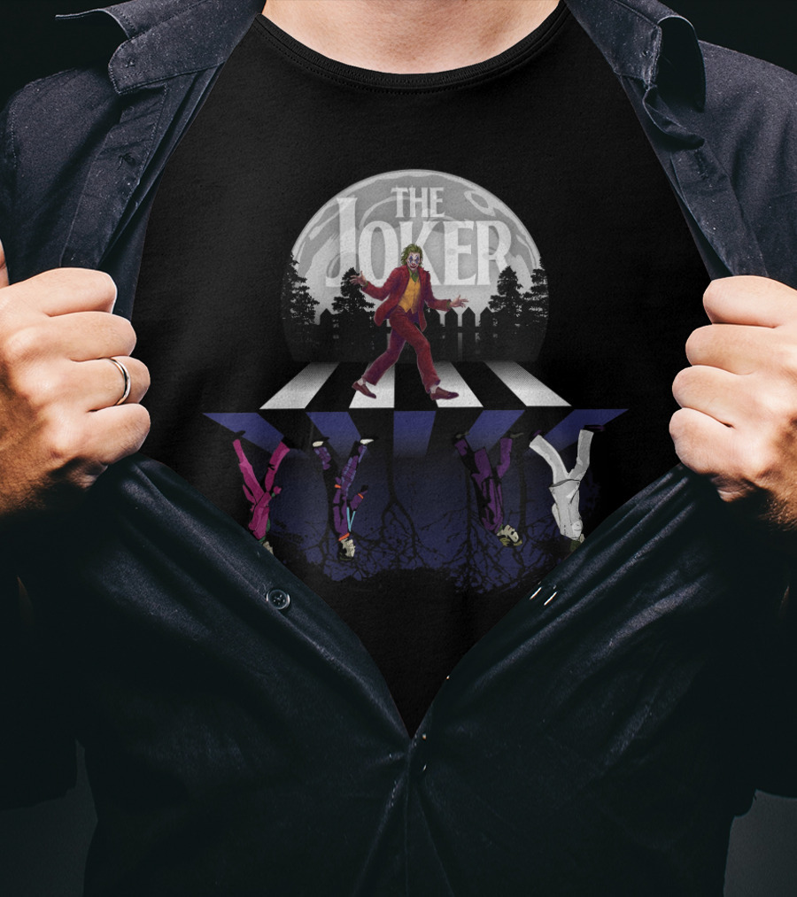 The Joker Walking Across Abbey Road Parody For Rock And Comic Fans T-Shirt