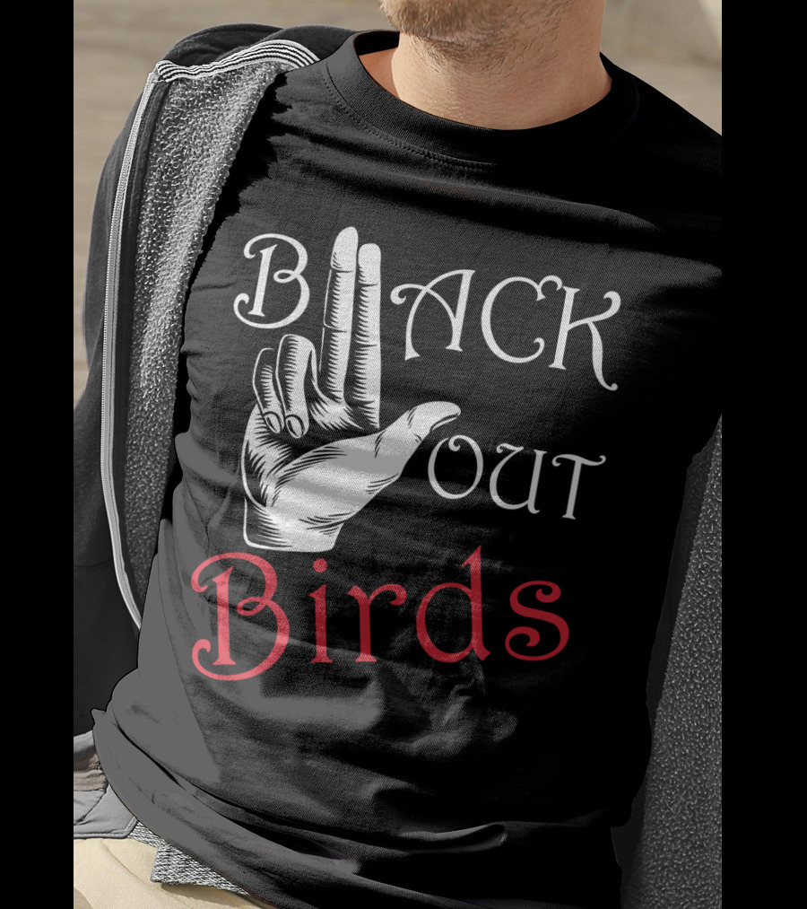 Back Out Birds Funny Pitbull Dog Lovers Sarcasm Hand Gesture T-Shirt