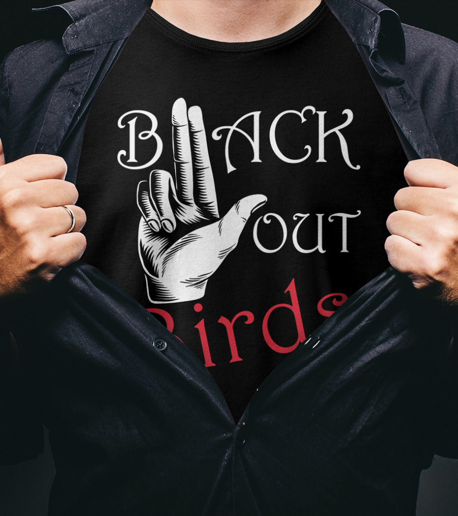 Back Out Birds Funny Pitbull Dog Lovers Sarcasm Hand Gesture T-Shirt