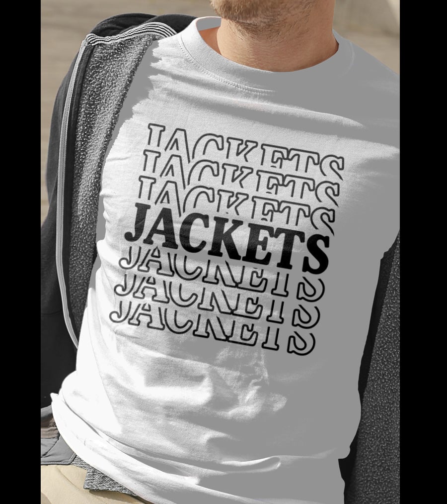 Jackets Jackets Jackets Jackets Stacked Text T-Shirt