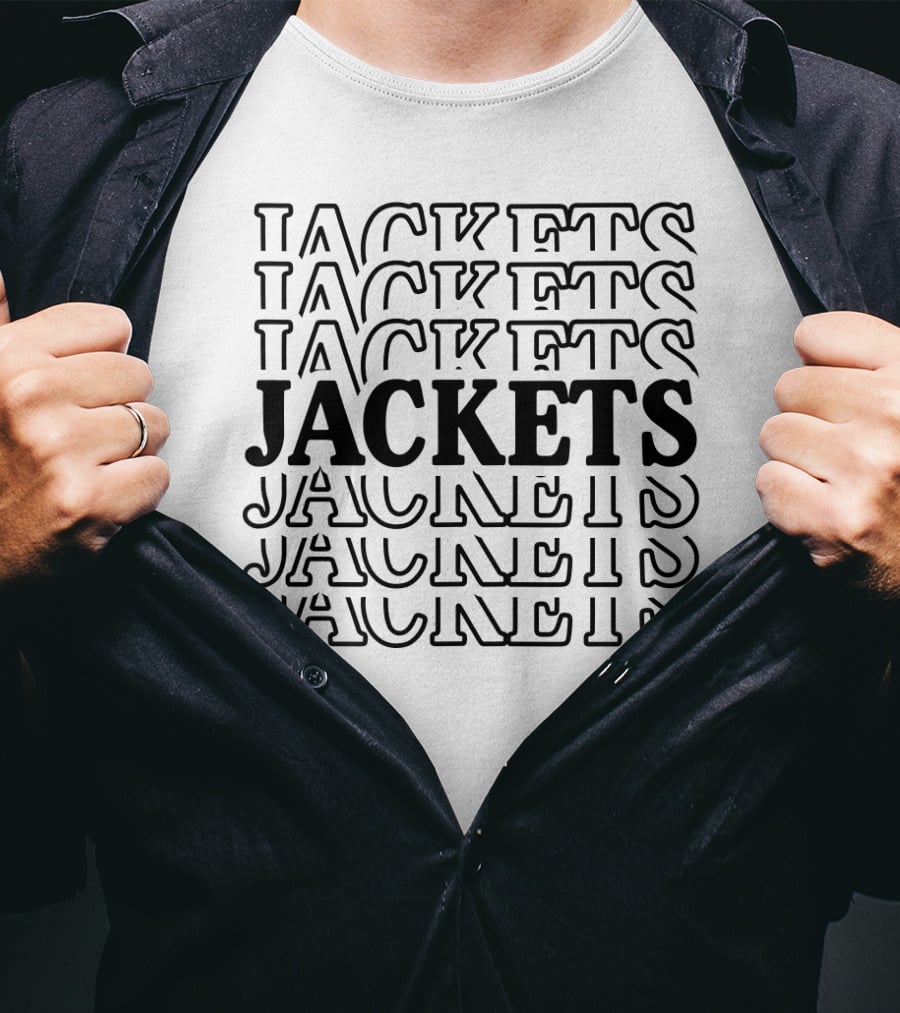 Jackets Jackets Jackets Jackets Stacked Text T-Shirt