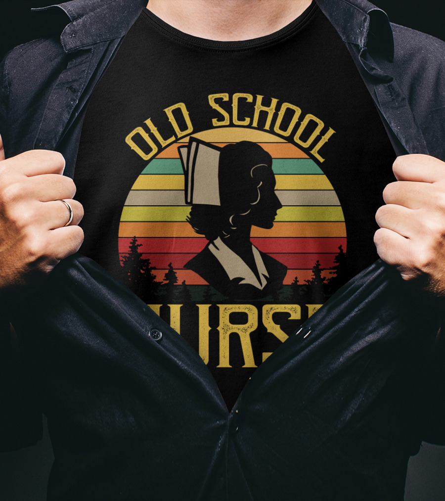 Old School Nurse Vintage Sunset T-Shirt
