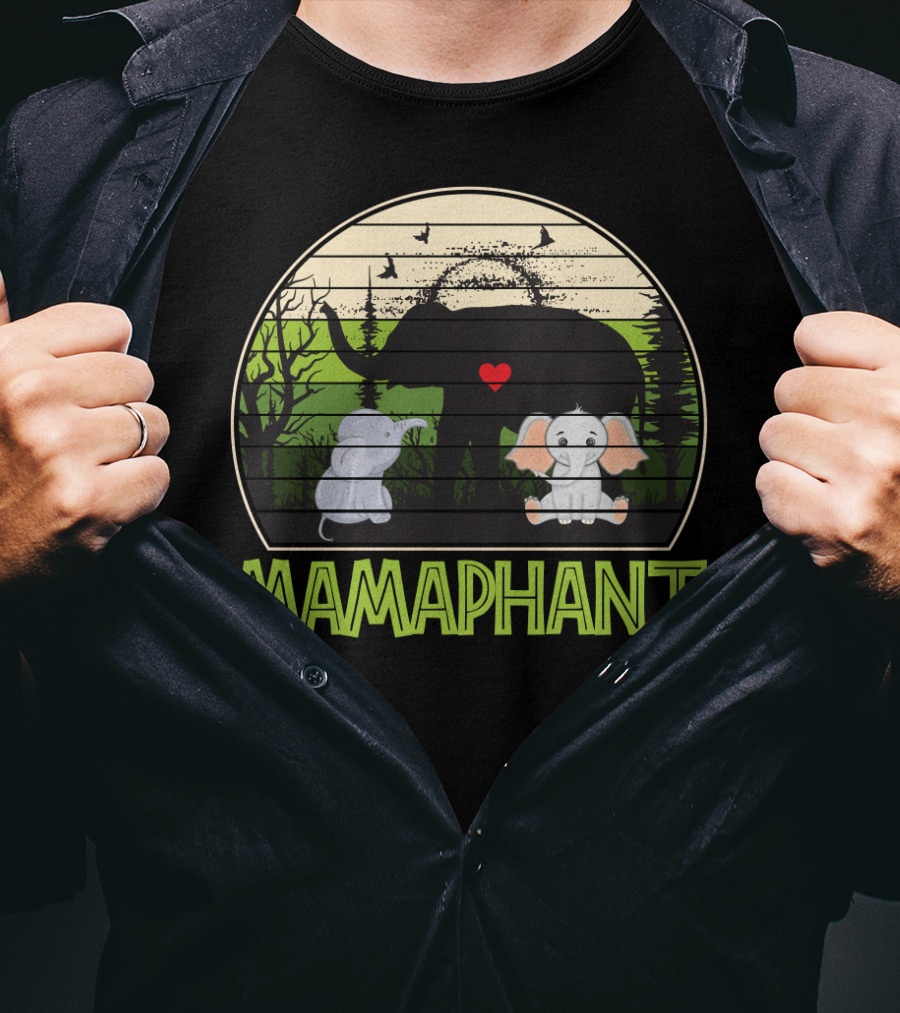 Mamaphant Cute Elephant Mom With Heart And Baby Elephants T-Shirt