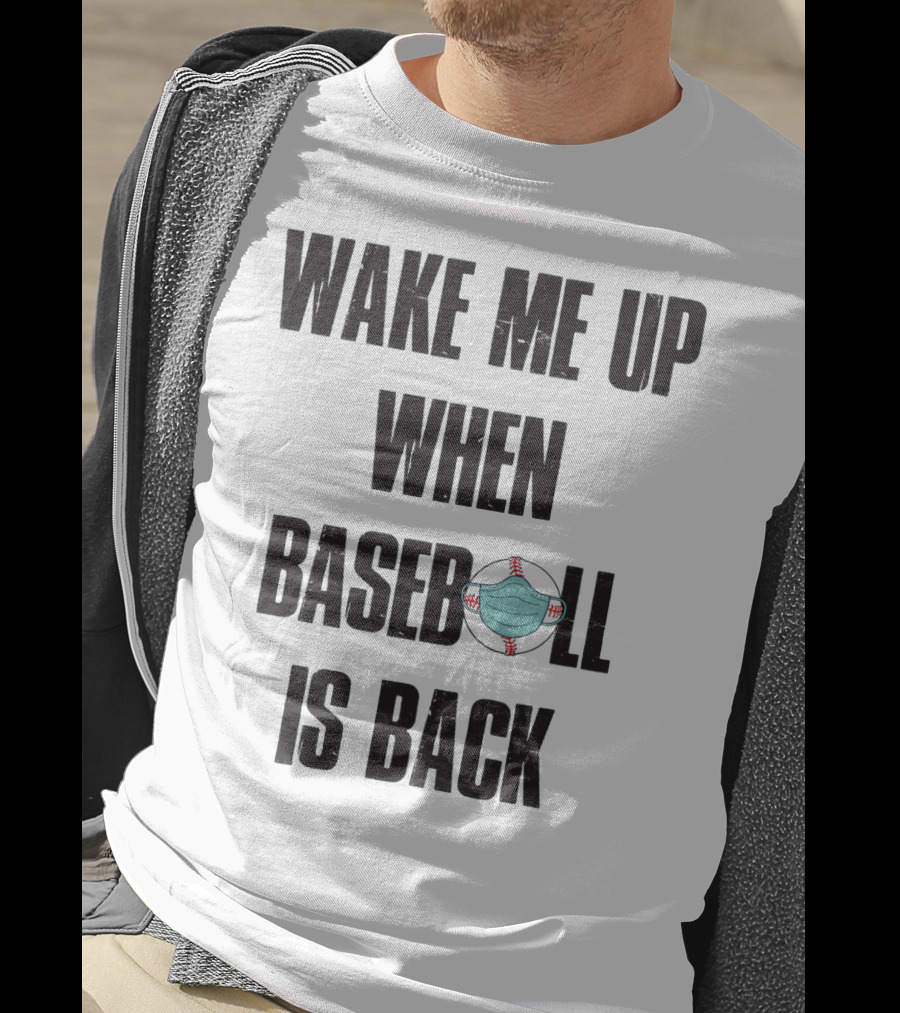 Wake Me Up When Baseball Is Back Funny Baseball Lover Pandemic Themed T-Shirt