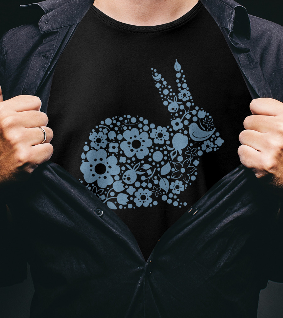 EasterEaster Floral Bunny Filled With Flowers And Bird T-Shirt