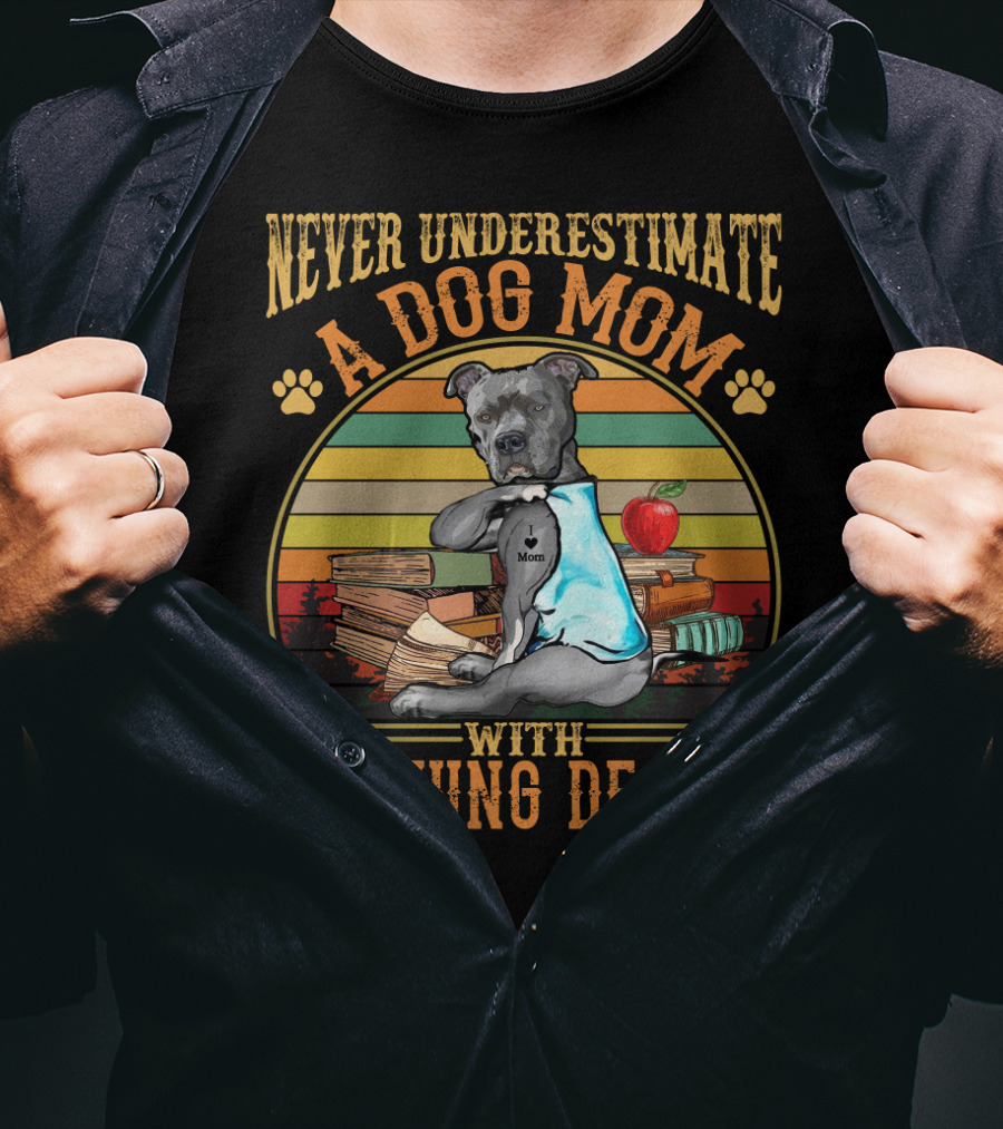 Never Underestimate A Dog Mom With Teaching Degree T-Shirt