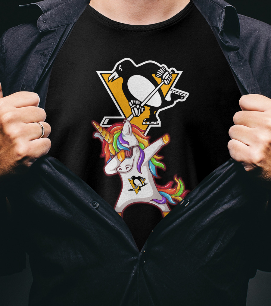 Unicorn Dabbing Penguins Pittsburgh Hockey T-Shirt