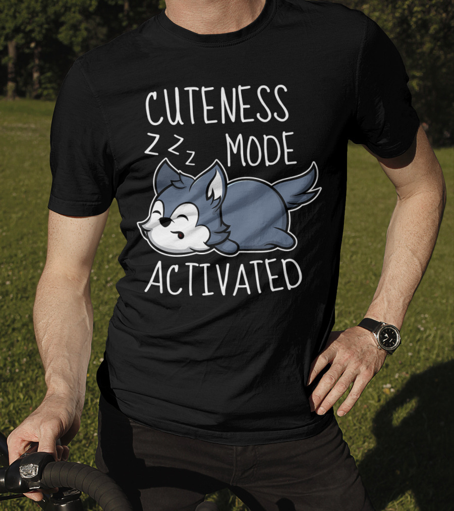 Cuteness Mode Activated Cute Wolf Kid Sleeping T-Shirt