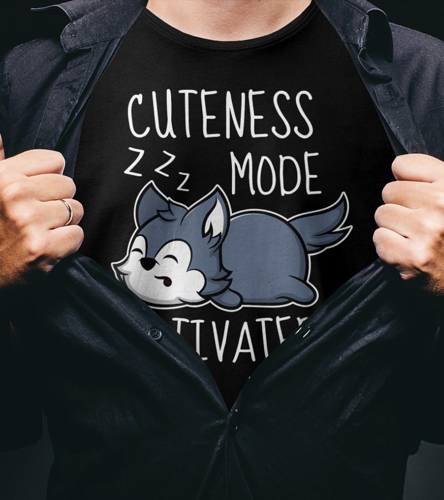 Cuteness Mode Activated Cute Wolf Kid Sleeping T-Shirt