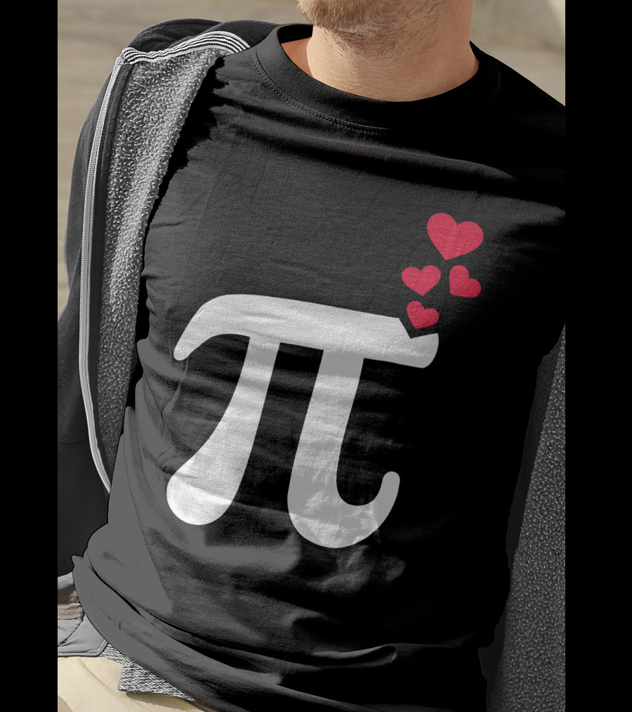 Pi Symbol With Red Hearts T-Shirt
