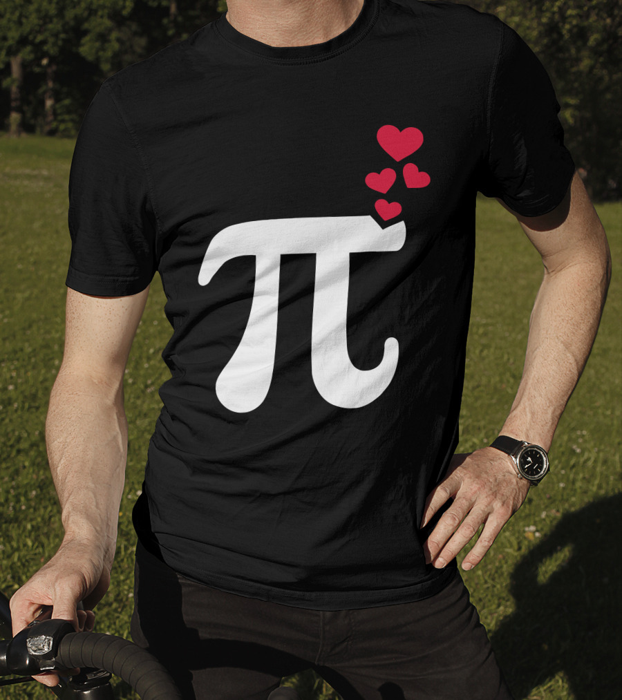 Pi Symbol With Red Hearts T-Shirt