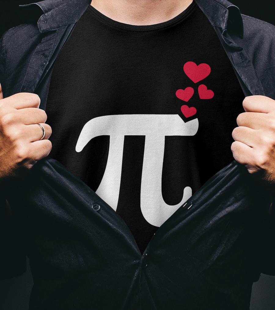 Pi Symbol With Red Hearts T-Shirt