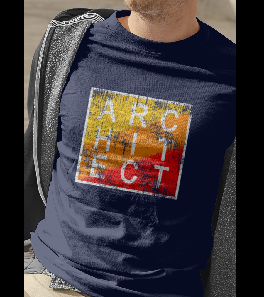 Architect Grunge Texture Yellow Orange Red Square T-Shirt