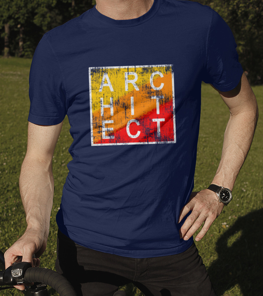 Architect Grunge Texture Yellow Orange Red Square T-Shirt