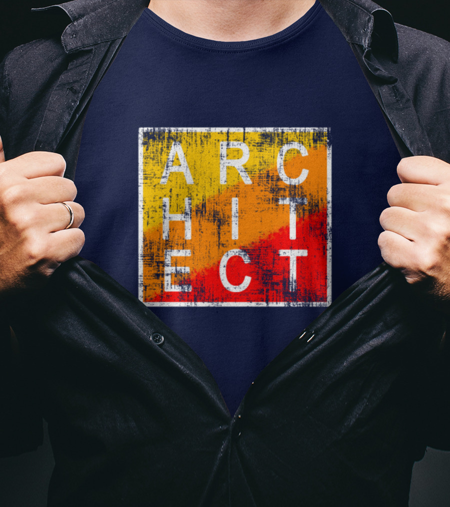 Architect Grunge Texture Yellow Orange Red Square T-Shirt