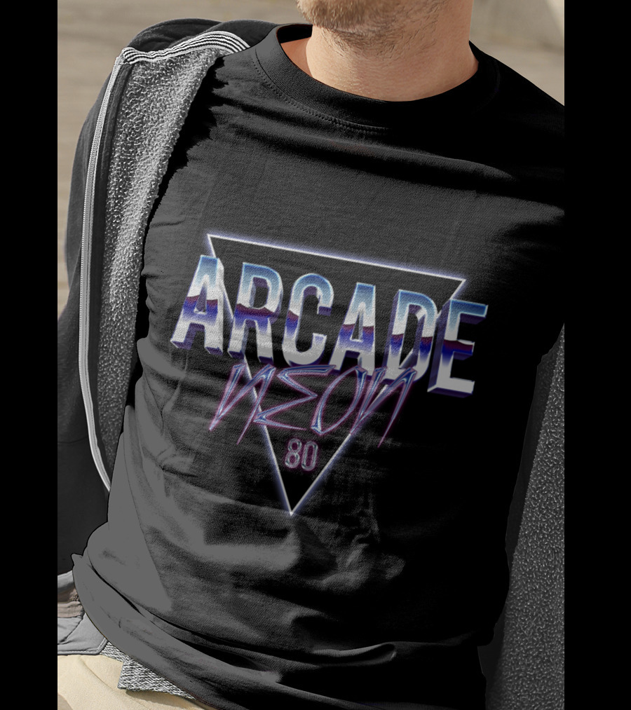 Arcade Neon 80s Retro Triangle T-Shirt