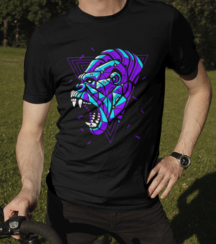 Cyber Punk Gorilla Geometric Triangles T-Shirt