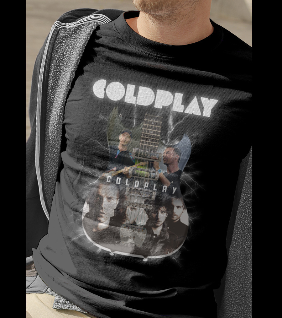 COLDPLAY Electric Guitar Lightning Portraits T-Shirt
