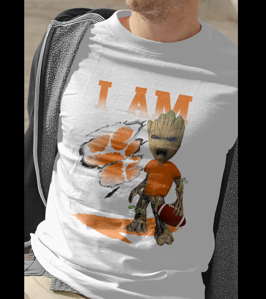 I AM Clemson Tiger Groot Football T-Shirt