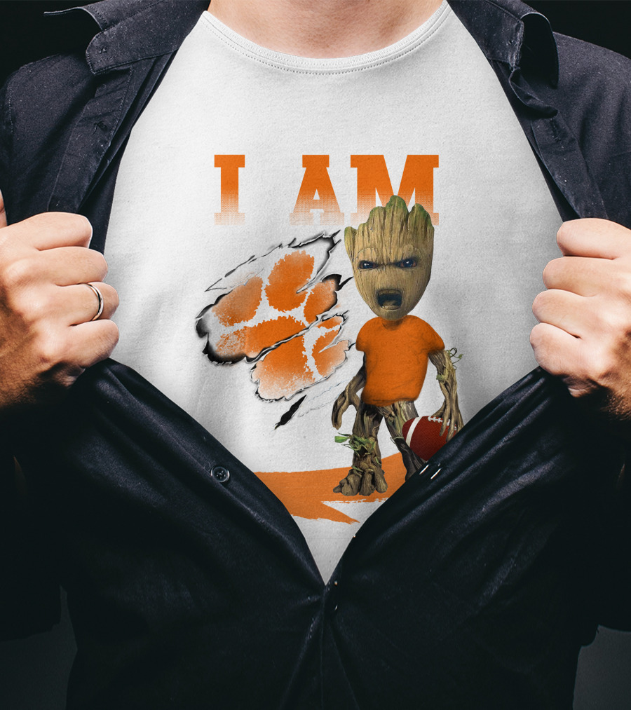 I AM Clemson Tiger Groot Football T-Shirt