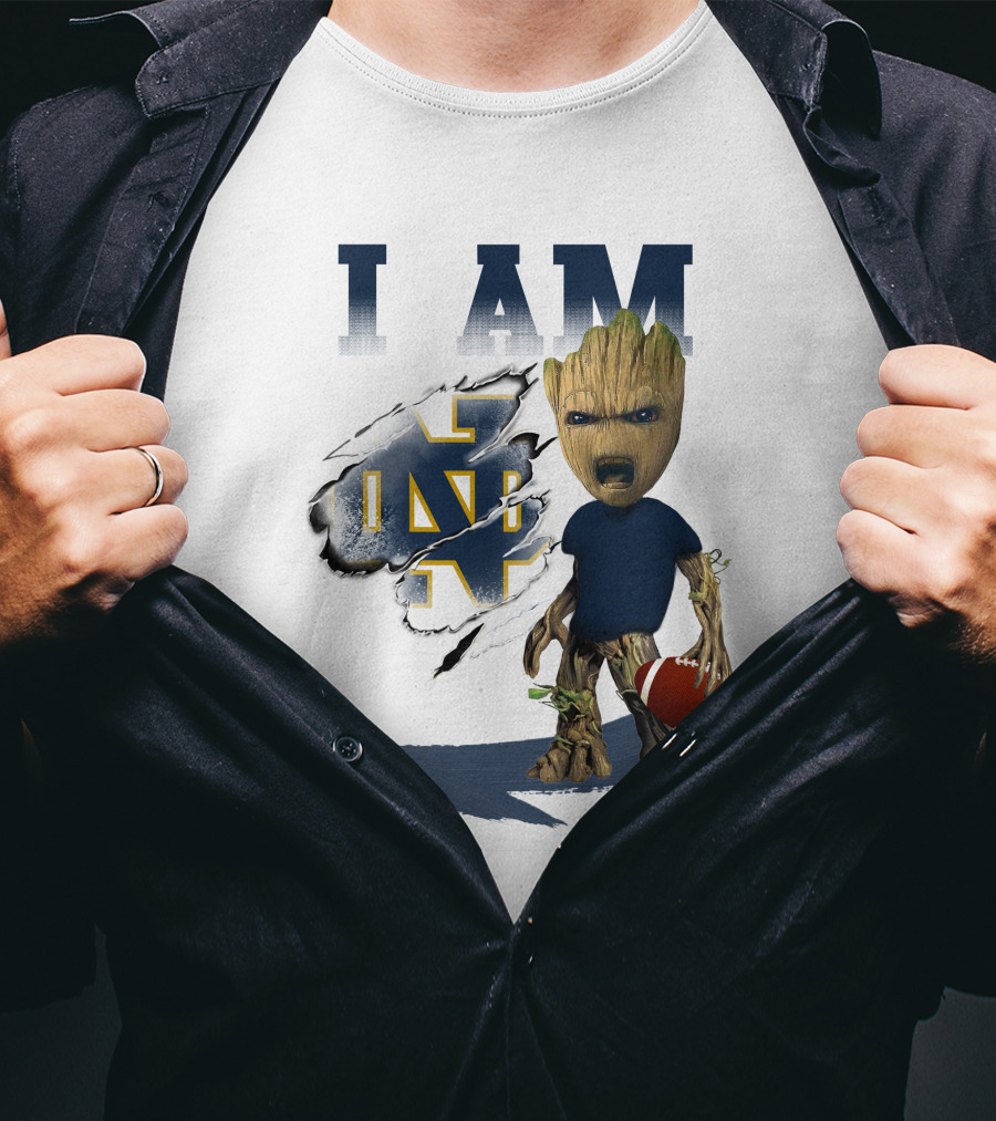 I AM Notre Dame Fighting Irish Groot Football T-Shirt