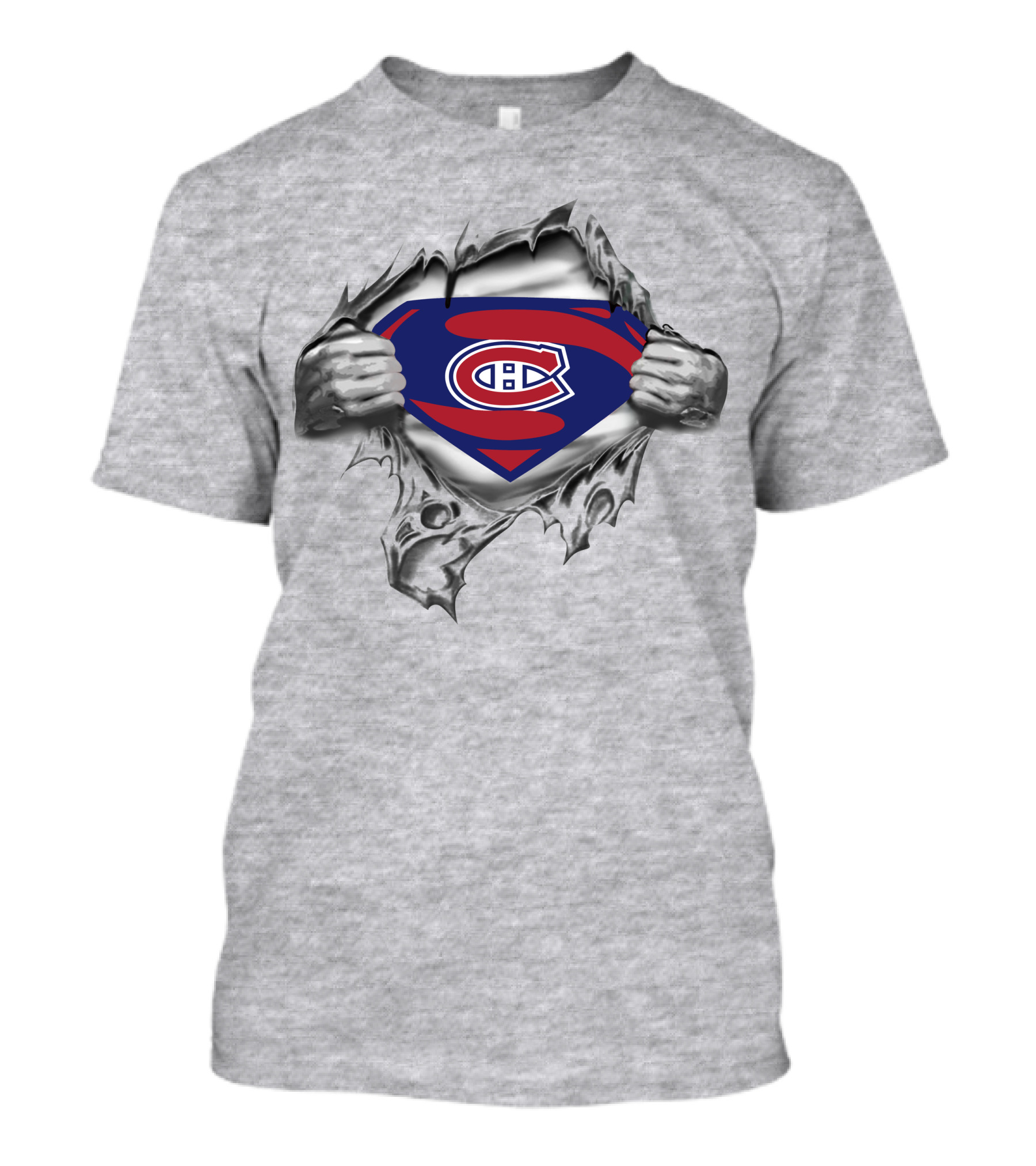 Montreal Canadiens Superman Logo Rip Effect T-Shirt