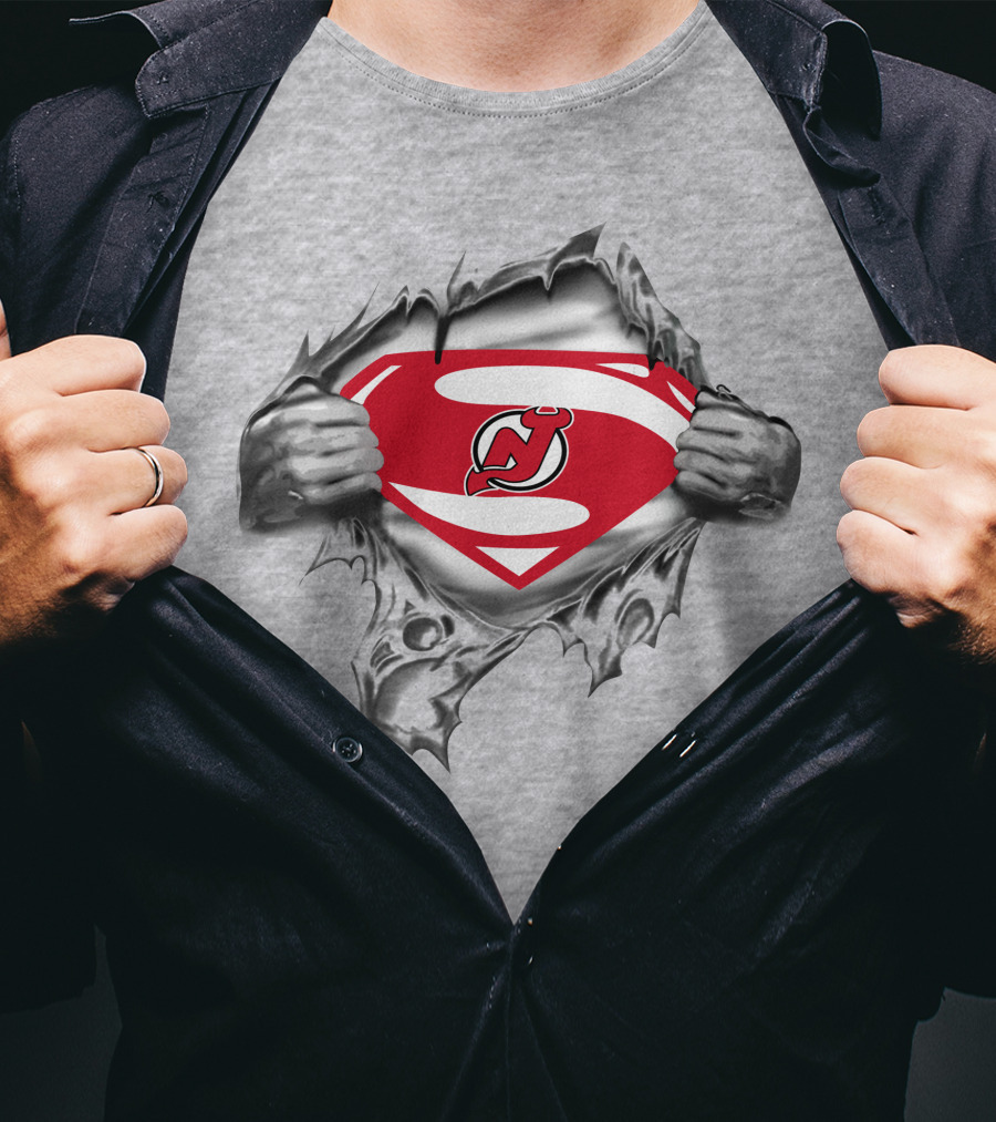 New Jersey Devils Superman Iconic Logo Fusion T-Shirt