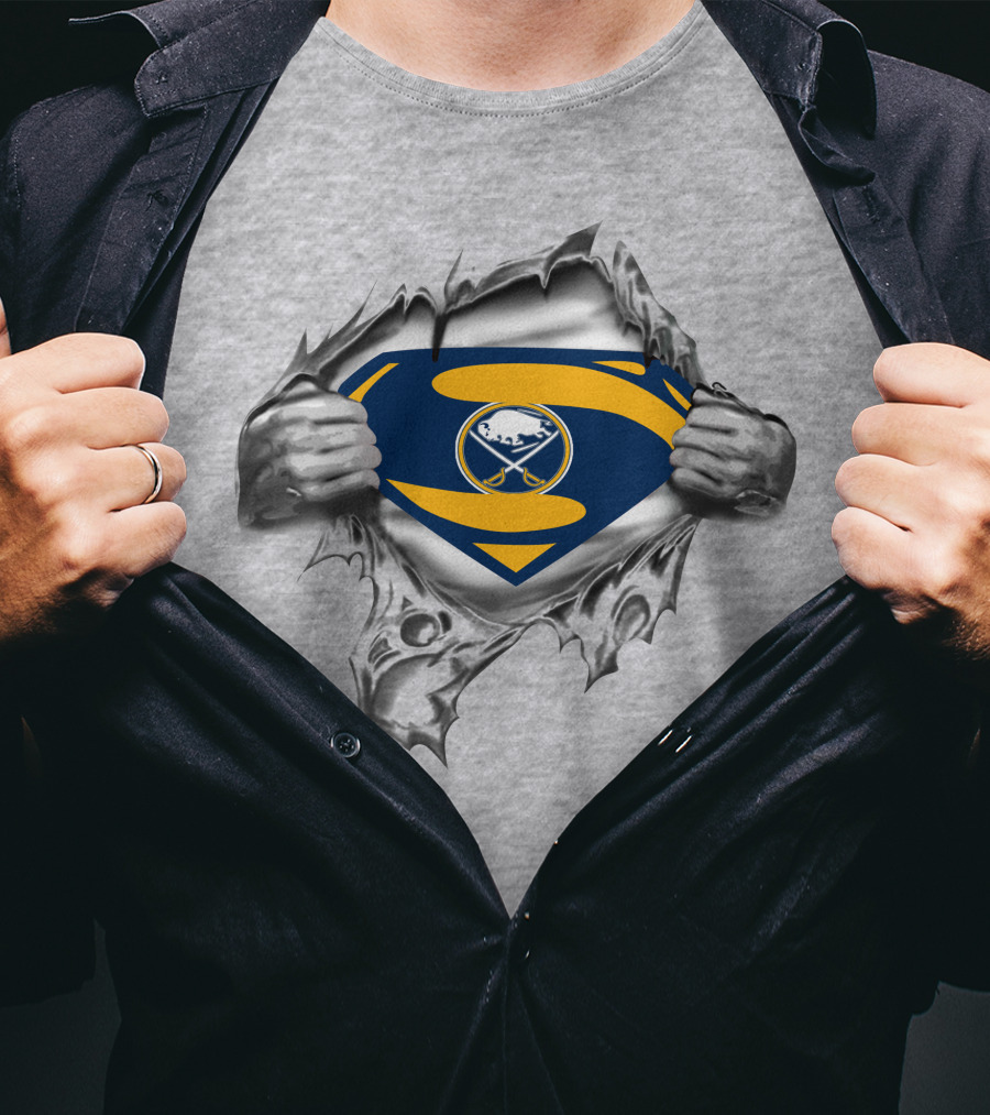 Buffalo Sabres Superman Logo Ripped Chest T-Shirt