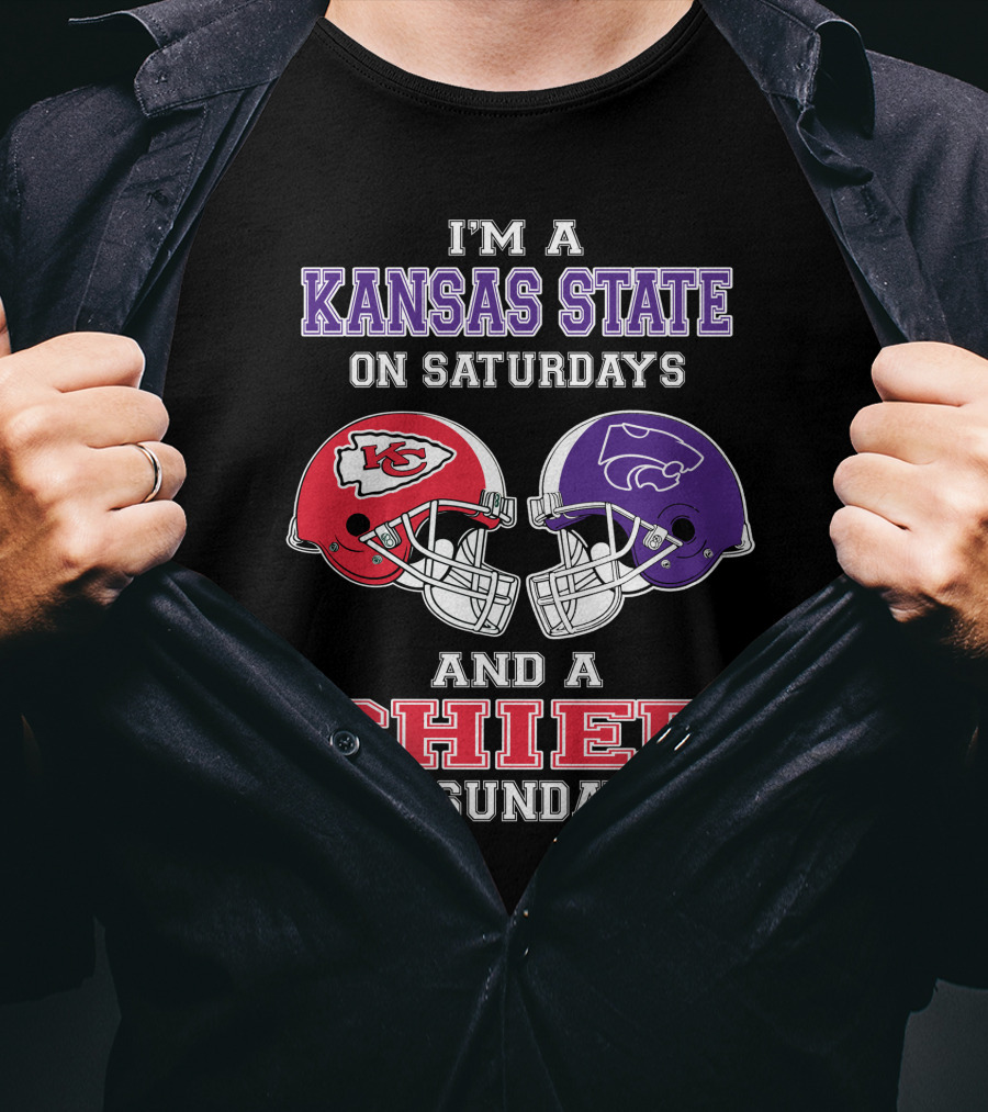 Kansas State Wildcats Saturdays Chiefs Sundays Football Fan T-Shirt