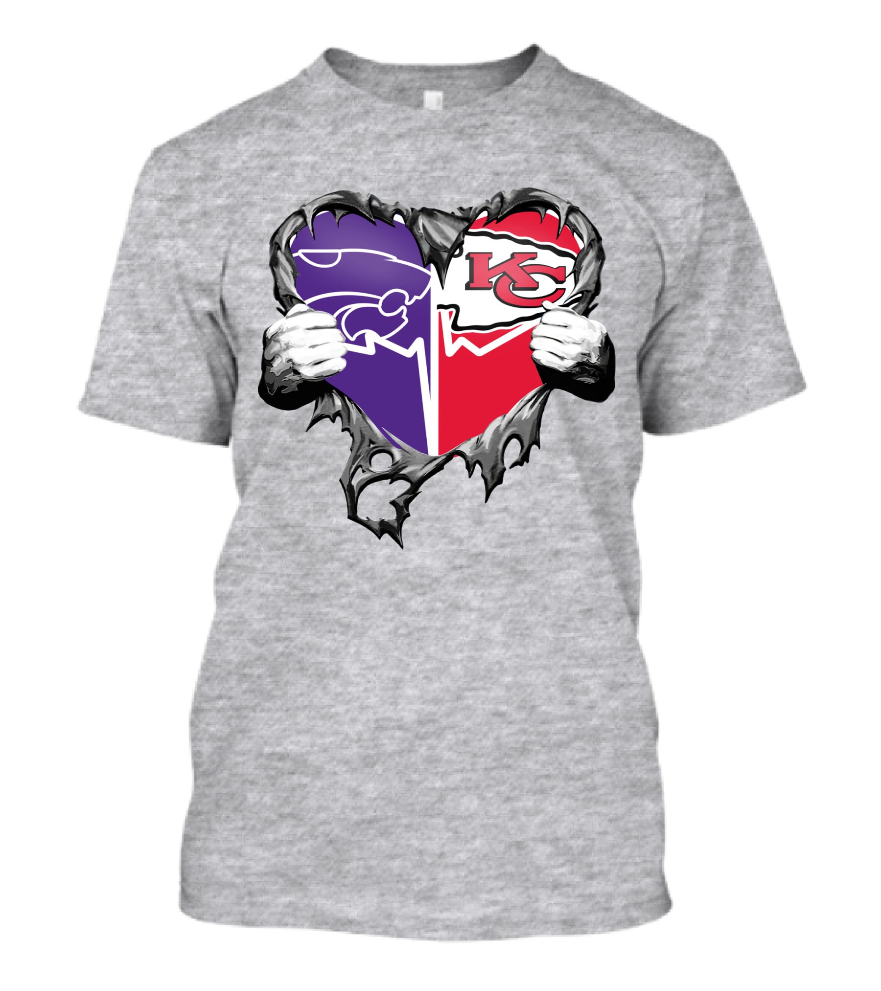 Kansas City Chiefs And Kansas State Wildcats Heart T-Shirt