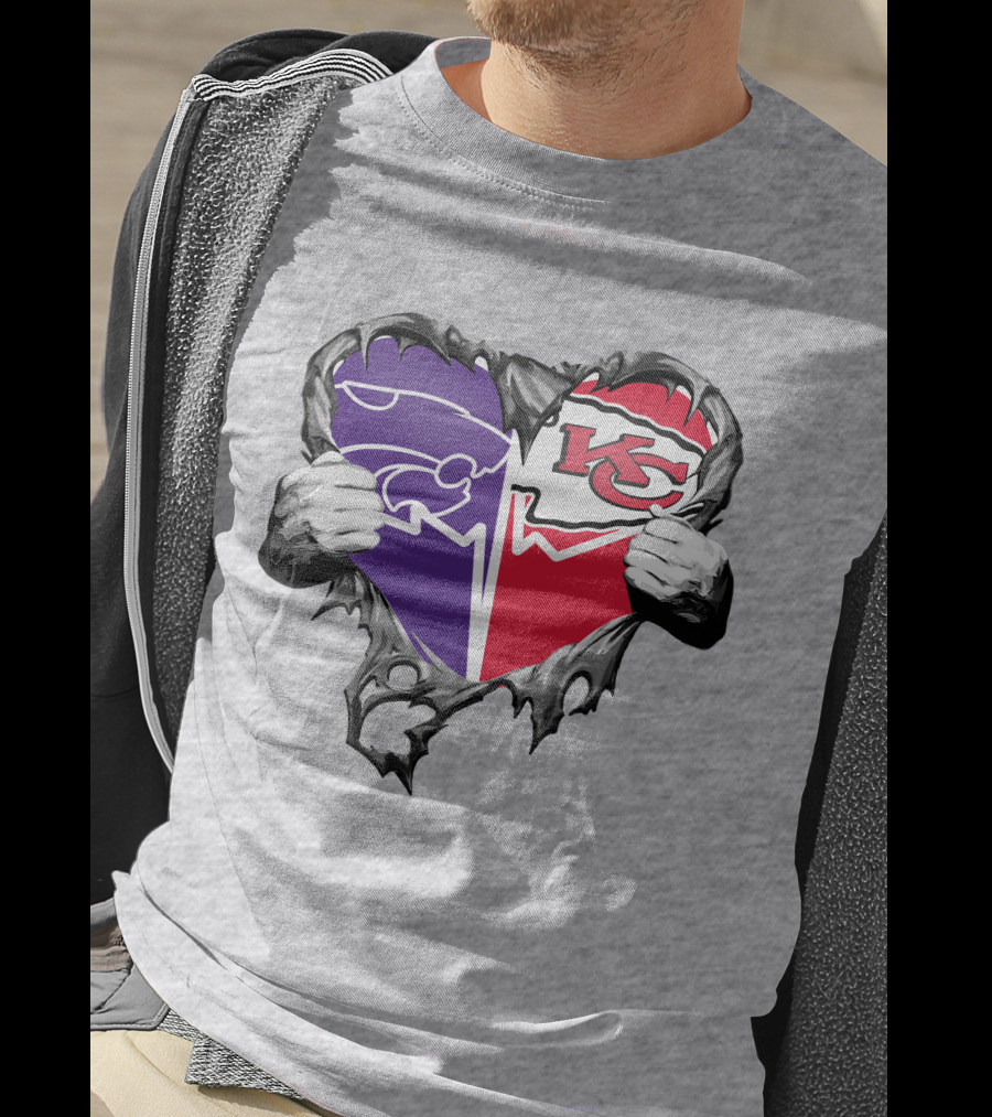 Kansas City Chiefs And Kansas State Wildcats Heart T-Shirt