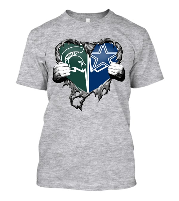 Cowboys And Michigan State Heart Logo Fusion T-Shirt