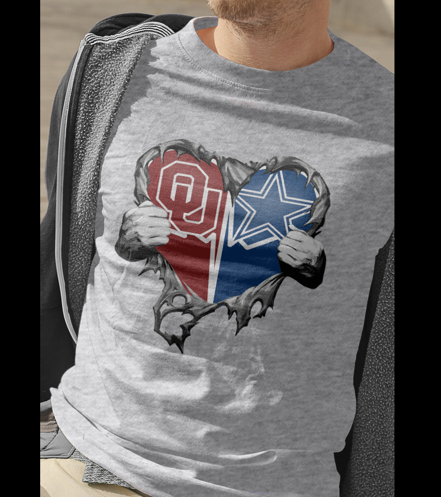 Cowboys And Sooners Heart Oklahoma And Dallas Fans T-Shirt