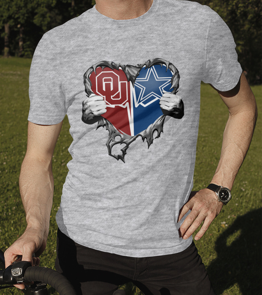 Cowboys And Sooners Heart Oklahoma And Dallas Fans T-Shirt