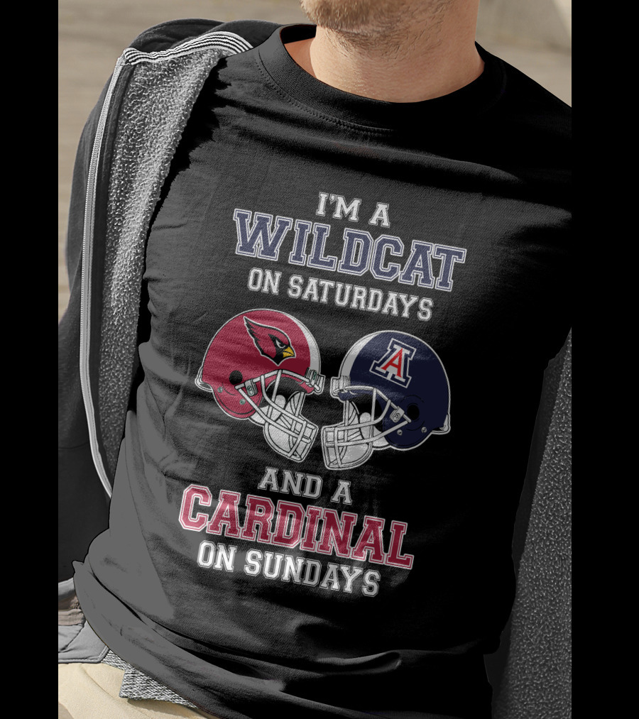 Wildcat On Saturdays Cardinal On Sundays Football Helmets T-Shirt