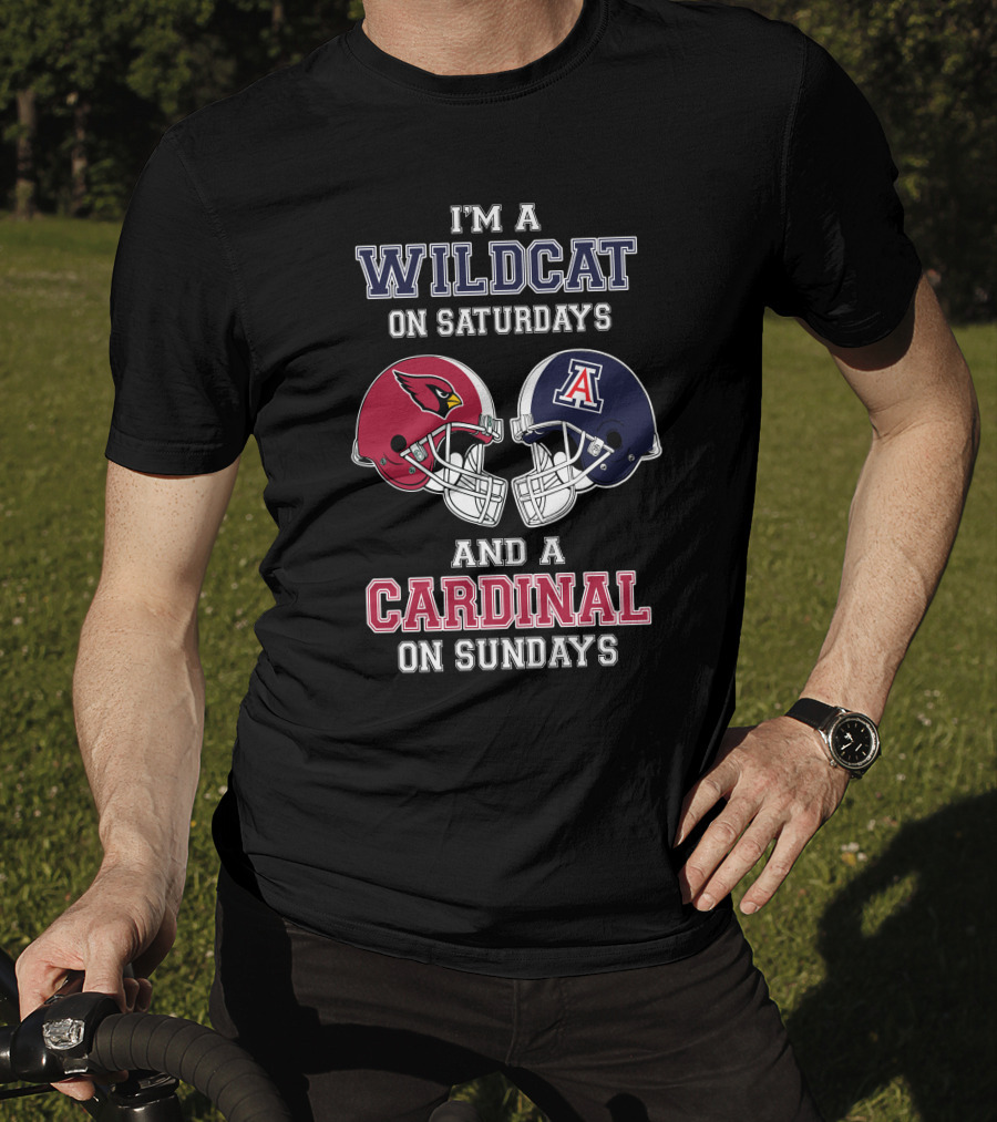 Wildcat On Saturdays Cardinal On Sundays Football Helmets T-Shirt