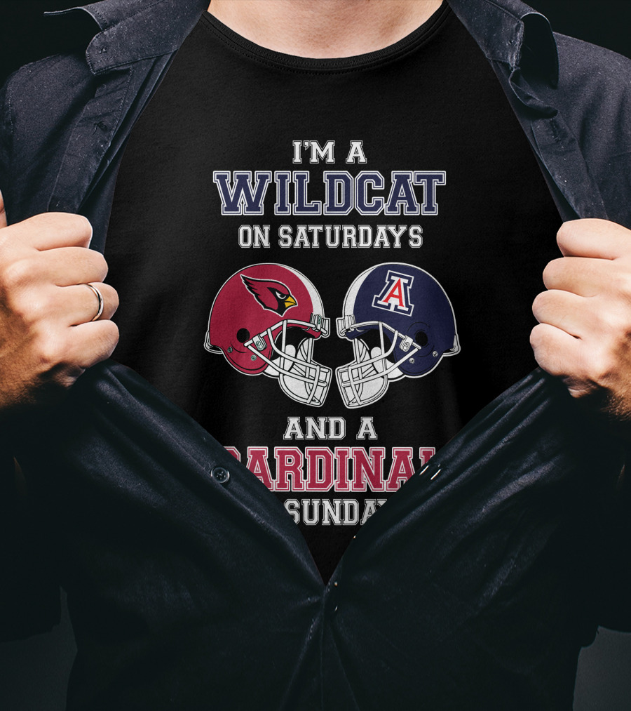 Wildcat On Saturdays Cardinal On Sundays Football Helmets T-Shirt