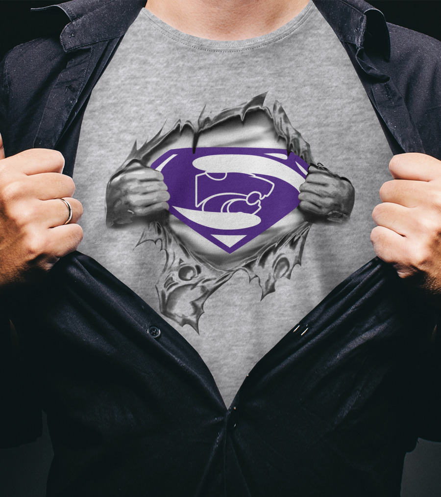 Kansas State Wildcats Superman Logo Ripped Shield T-Shirt