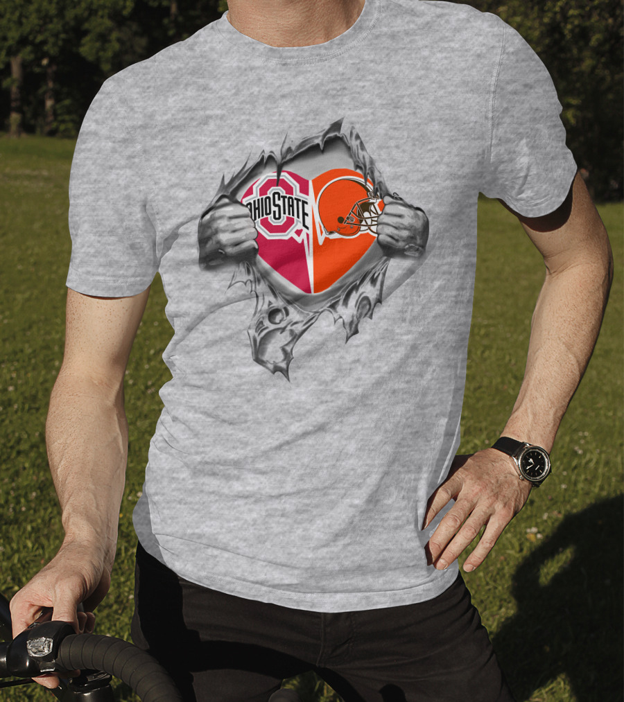 Ohio State Buckeyes Cleveland Browns Heart Inside My Heart T-Shirt
