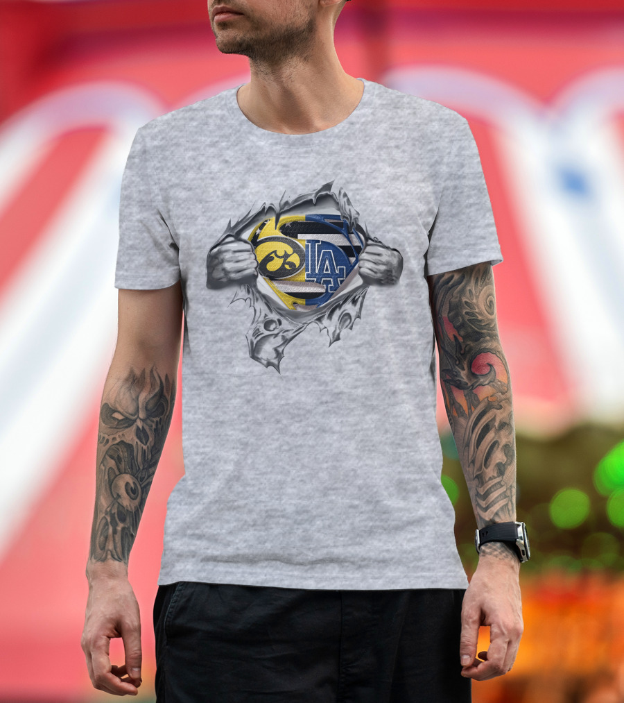 Hawkeyes Dodgers Superman Logo Crossover Emblem T-Shirt