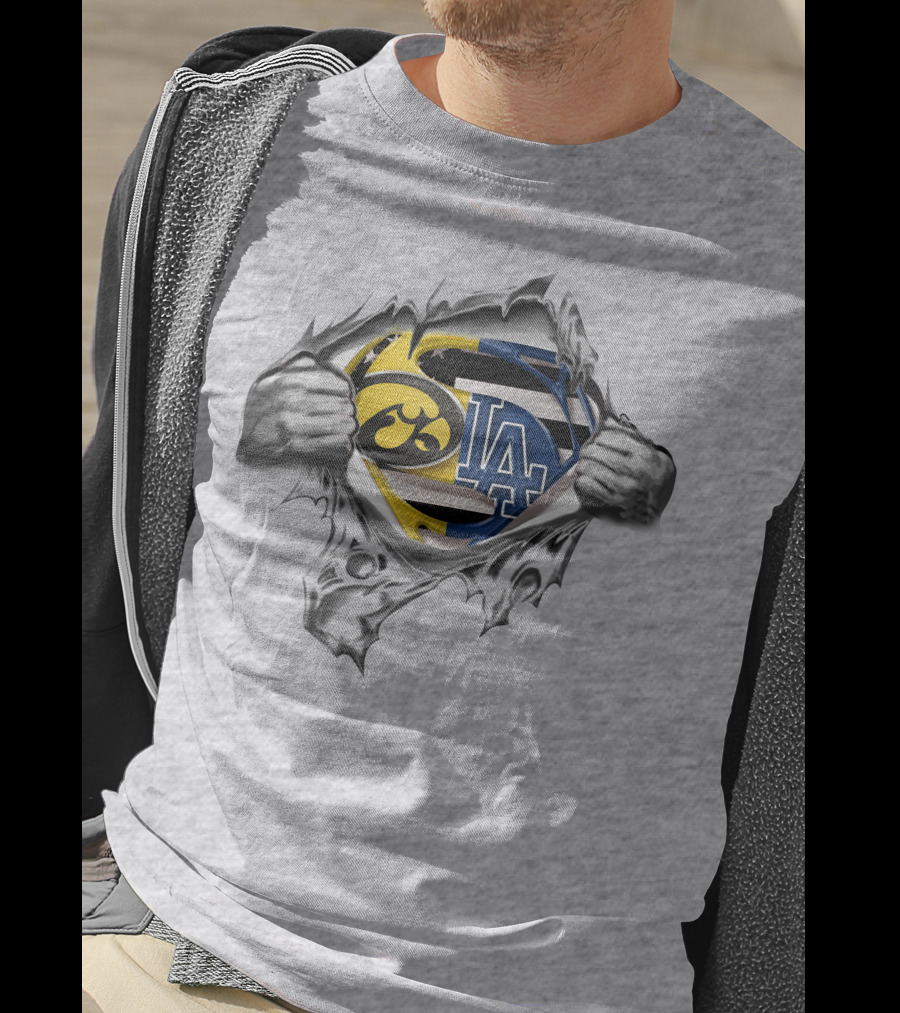 Hawkeyes Dodgers Superman Logo Crossover Emblem T-Shirt