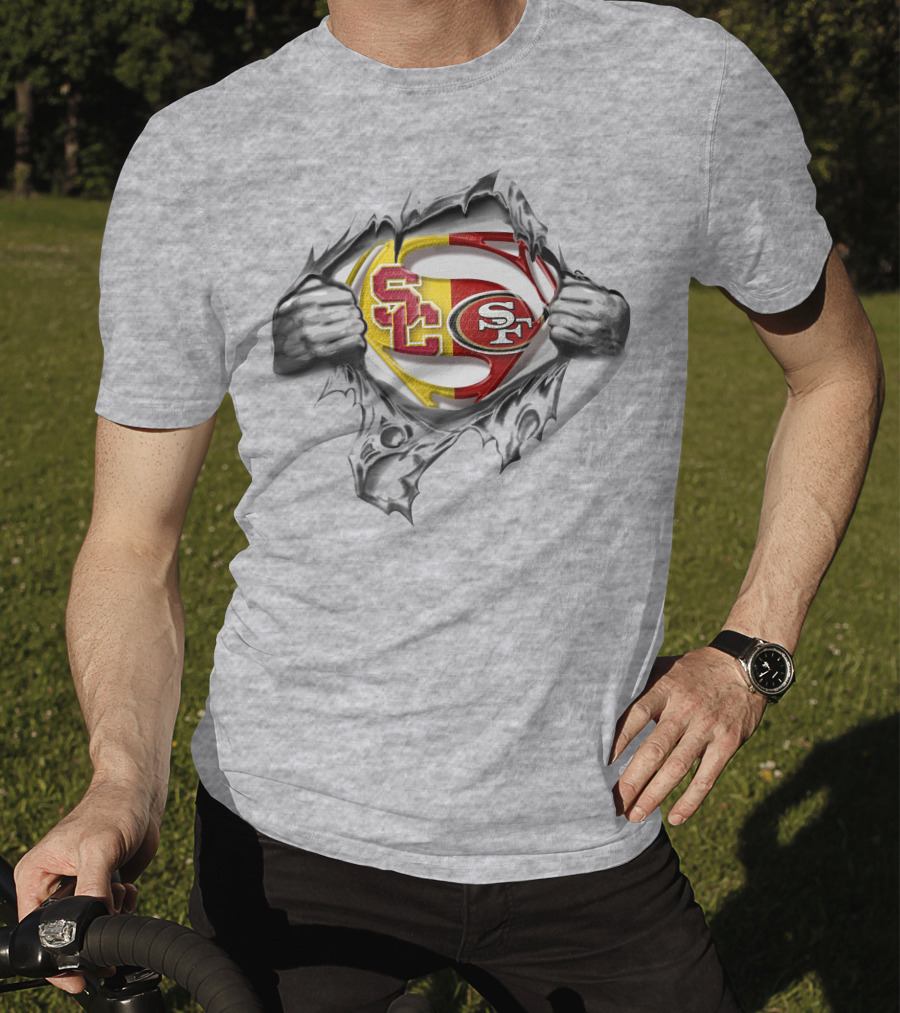 49ers Trojans Superman Logo Fusion T-Shirt