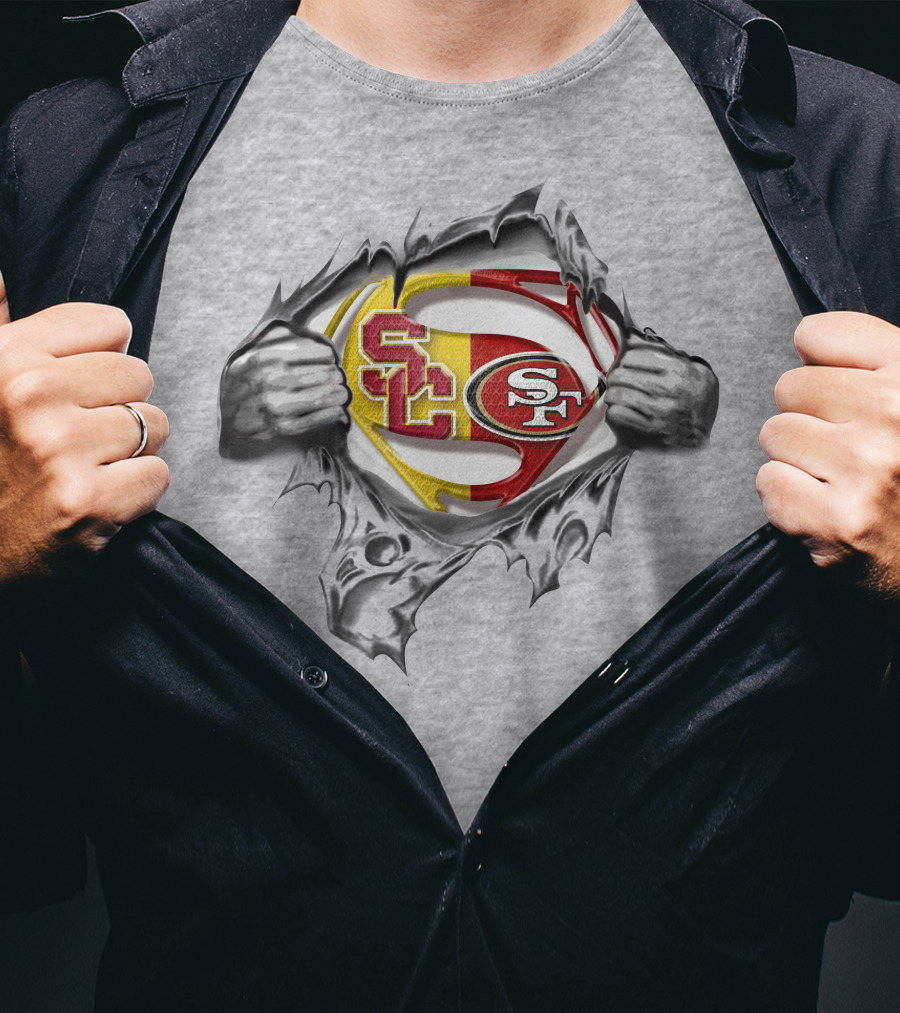 49ers Trojans Superman Logo Fusion T-Shirt